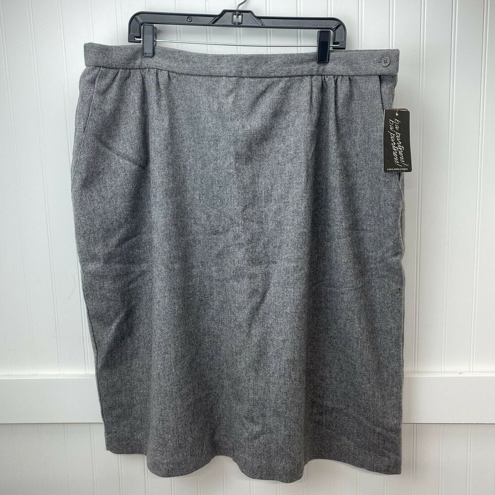Vintage Wool Skirt Barry Ashley Partners 26W Merino Wool Gray Lined USA NEW Flaw